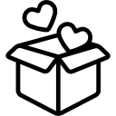 caixa aberta com dois corações 