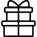 deux boîtes à cadeaux liées ensemble Icône