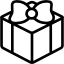 boîte cadeau carrée avec gros ruban Icône