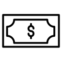 Символ доллара в черном овале icon