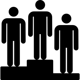 3 people on multi-level podium