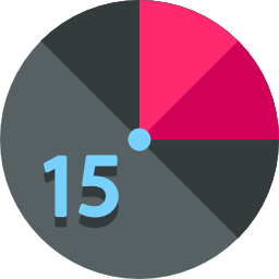 Pie graphic with one quarter part and other of three quarters icon