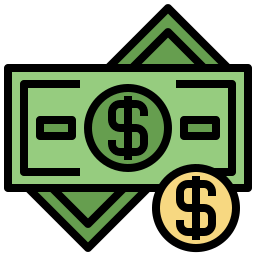 Dollars money sticker icon flat style Royalty Free Vector
