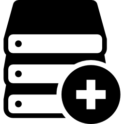 Data storage stacks with plus sign - Free interface icons