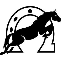 Jumping horse in front a horseshoe - Free animals icons