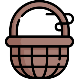 Wicker basket flat icon Royalty Free Vector Image