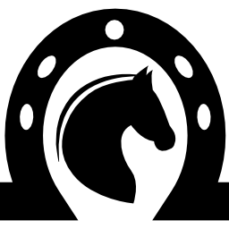 Horse head side view inside a horseshoe - Free animals icons