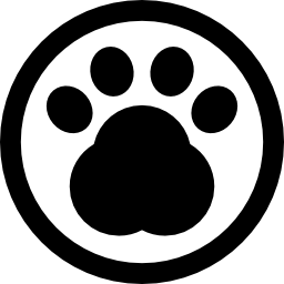 Pawprint in a circle of pet hotel sign - Free animals icons