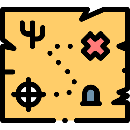 treasure map in pixel art style Stock Vector