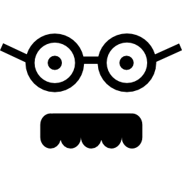 Male square face with glasses and mustache - Free interface icons