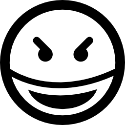 Evil smile square emoticon face - Free interface icons