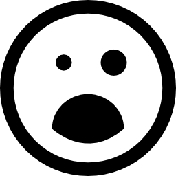 Black eye and opened mouth emoticon square face - Free interface icons