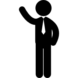 Standing businessman with rised arm - Free people icons