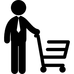 Man with shopping cart - Free commerce icons