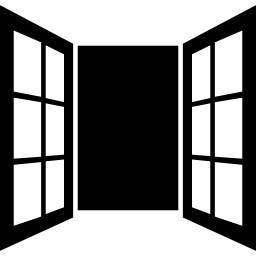 Opened window door of glasses - Free buildings icons