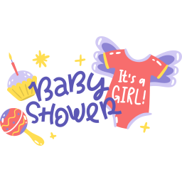 Baby shower stickers set for girl Royalty Free Vector Image