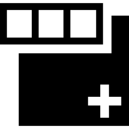 Square plus add button with three squares outline - Free interface icons