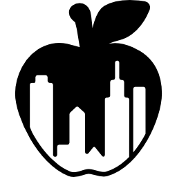 New York city apple symbol with buildings shapes inside - Free shapes icons