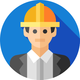 Engineer Avatar. Architect In Helmet Thin Line Flat Color Icon