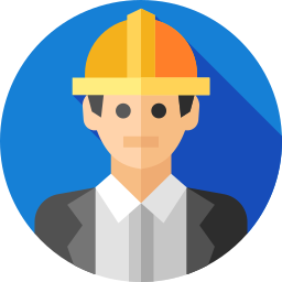 Engineer Avatar, Architect in Helmet Thin Line Flat Color Icon