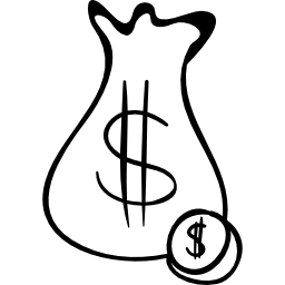 Dollars coins bag outline - Free commerce icons