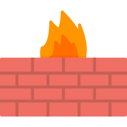 mur avec flamme indiquant l'icône plate du pare-feu 5971725 Art