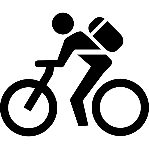 Man with a bag in a bicycle free icon