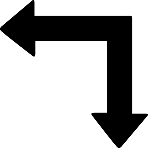 Left and down arrows free icon