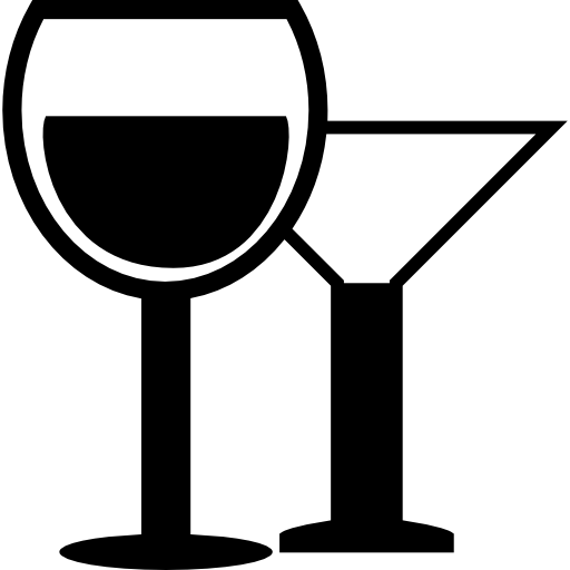 Чашка вина и коктейль бесплатно иконка