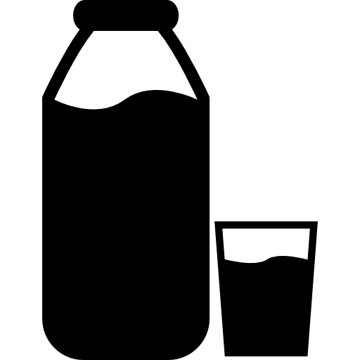 vaso y botella de leche icono gratis