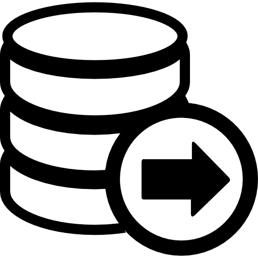 Database with right arrow free icon