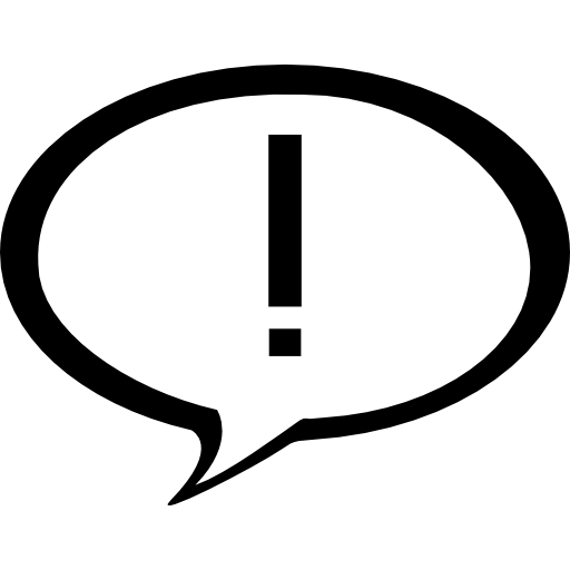 Exclamation mark in a speech bubble free icon