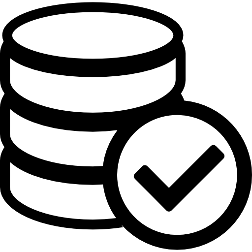Database with a check mark free icon