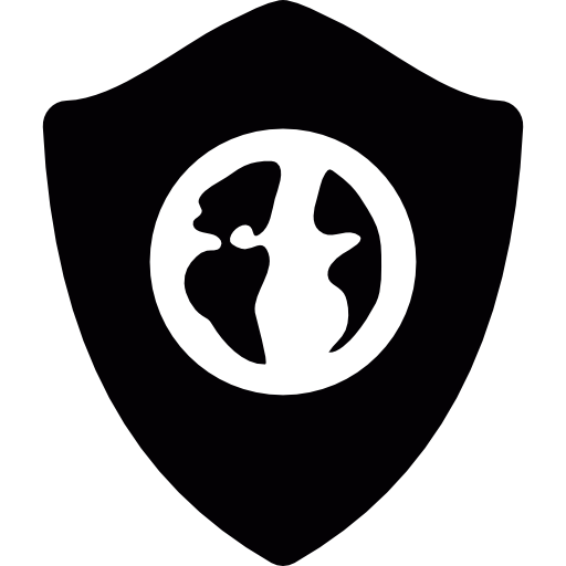 Earth symbol on protection shield free icon