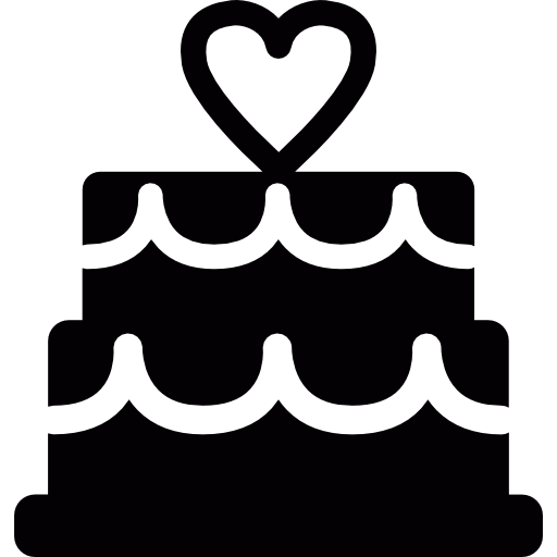 Wedding cake decorated with a heart icon