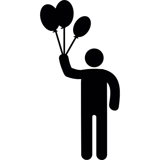 Standing man with balloons  free icon