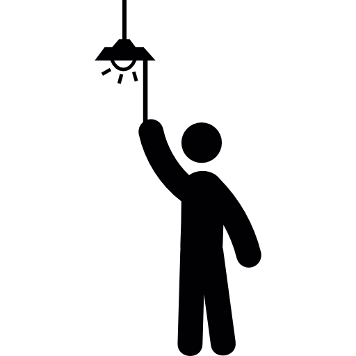 Man turning the light on free icon