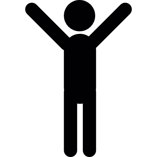 Человек, стоящий с поднятыми руками  бесплатно иконка