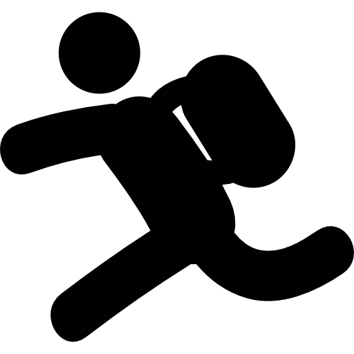 Backpacker running free icon