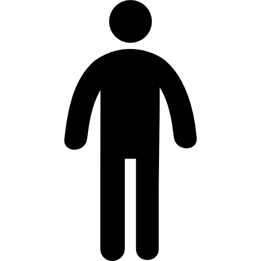 Standing frontal man silhouette free icon