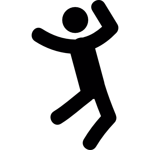 happy person jumping clipart black