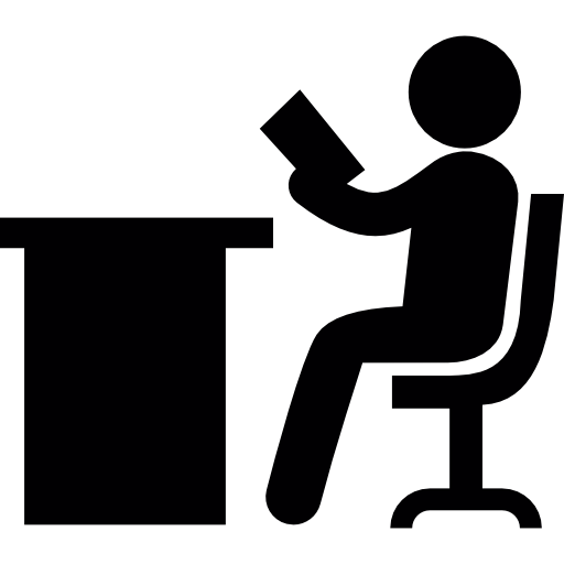 Person reading at the office free icon