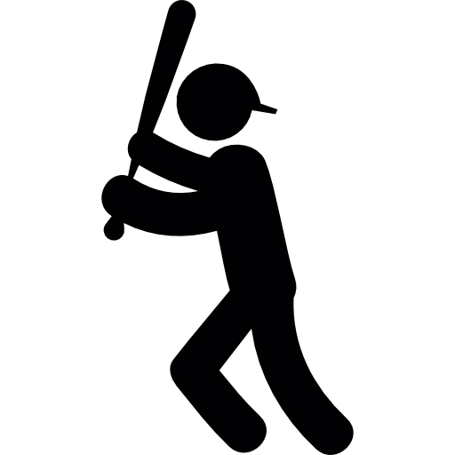 joueur de baseball avec batte Icône gratuit