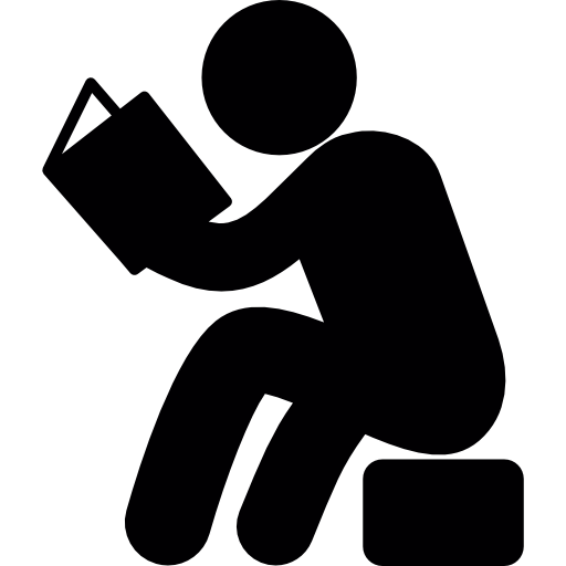 homem sentado e lendo livro grátis ícone
