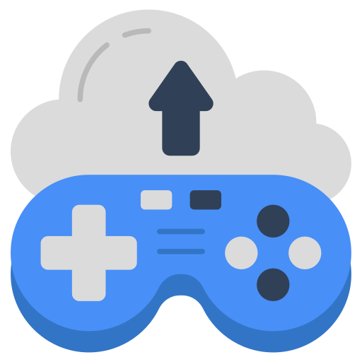 Ícone de jogos em nuvem com gamepad e nuvem