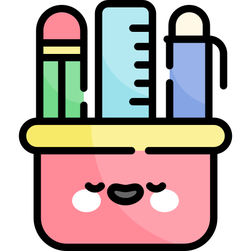 Kawaii school supplies clip art