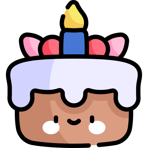 Birthday Cake Kawaii Lineal Color Icon