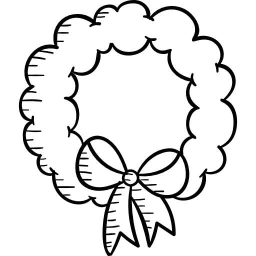 Wreath Hand Drawn Black icon