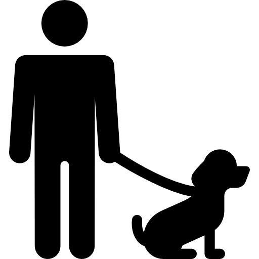 hombre y perro icono gratis