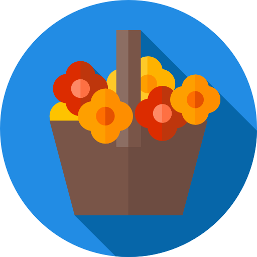 Flower Basket Flat Circular Flat Icon